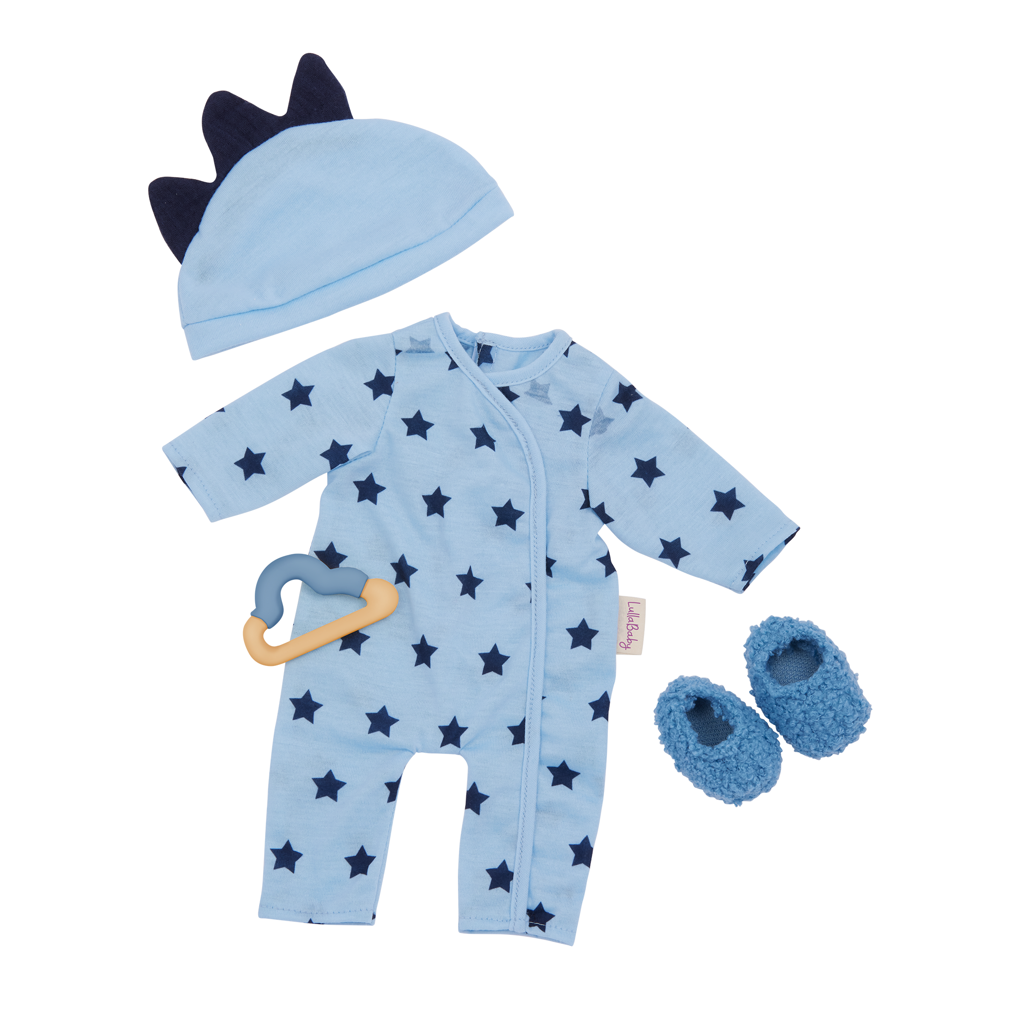 LullaBaby Boy Doll Blue Pyjama Outfit - 36cm Baby Doll Onesie 