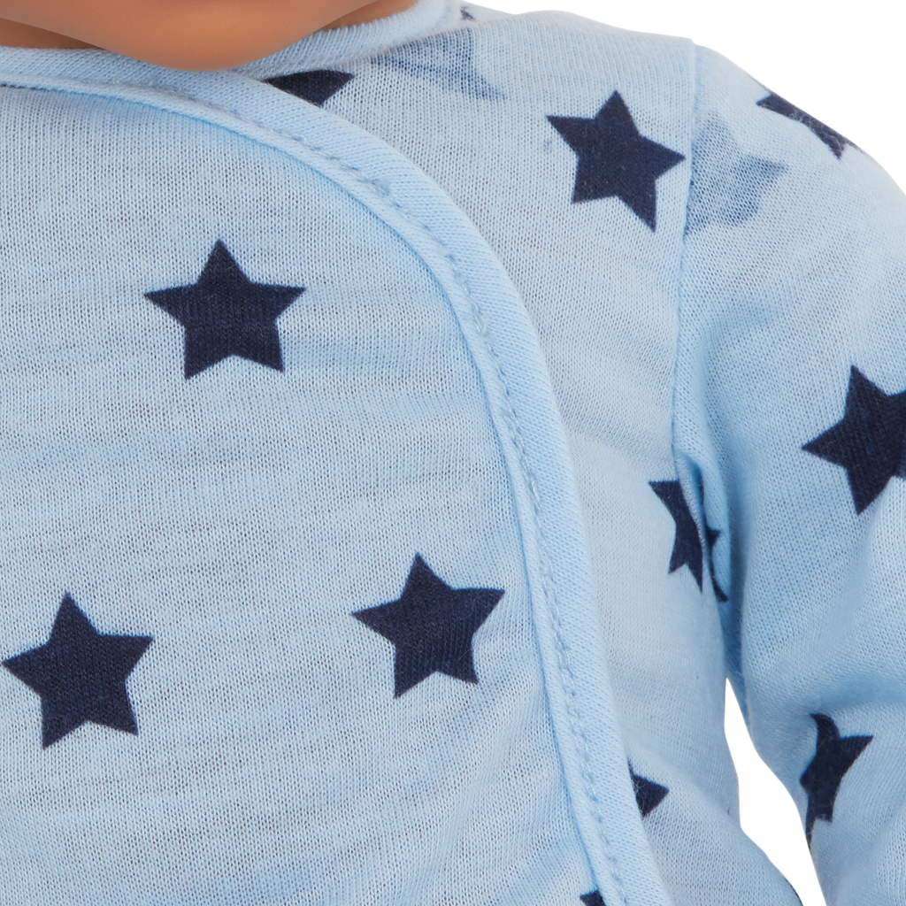 LullaBaby Boy Doll Blue Pyjama Outfit - 36cm Baby Doll Onesie 