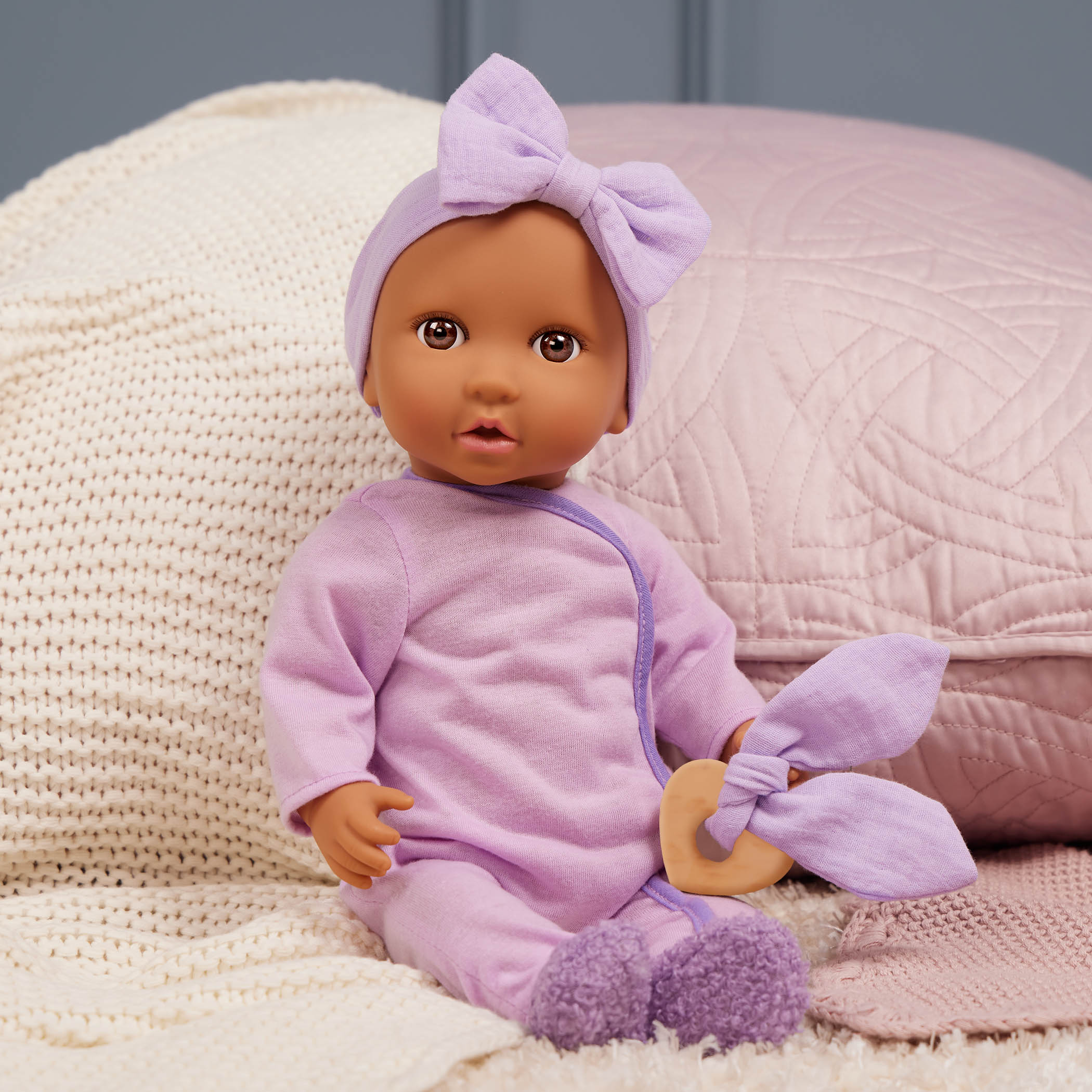 Baby Doll Pyjama Outfit - Purple Onesies for 36cm Baby Doll - LullaBaby