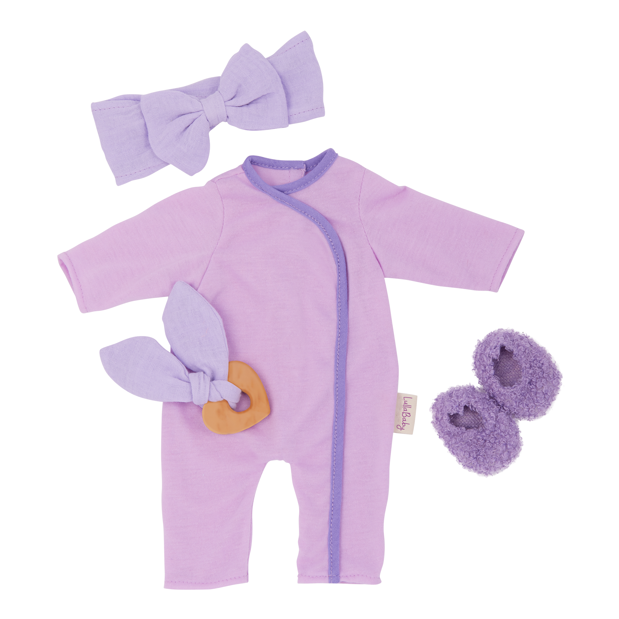 Baby Doll Pyjama Outfit - Purple Onesies for 36cm Baby Doll - LullaBaby