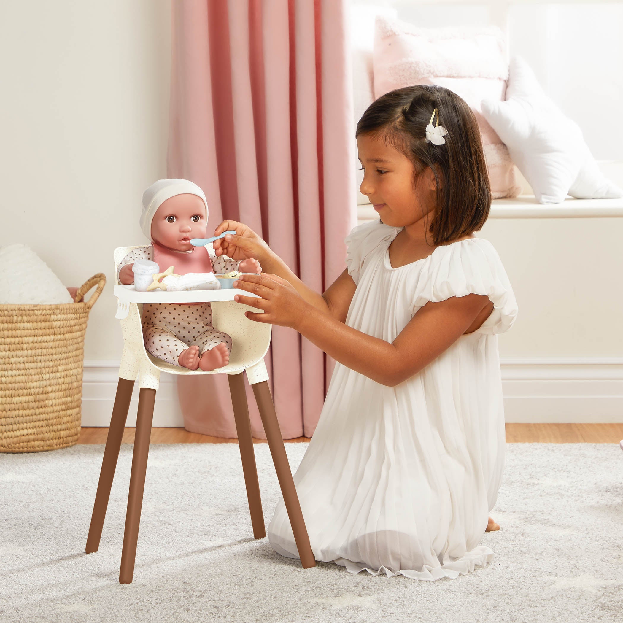 Baby Doll High Chair & Feeding Set - High Chair for 36cm Baby Doll & Accessories - Baby Doll Accessory - LullaBaby