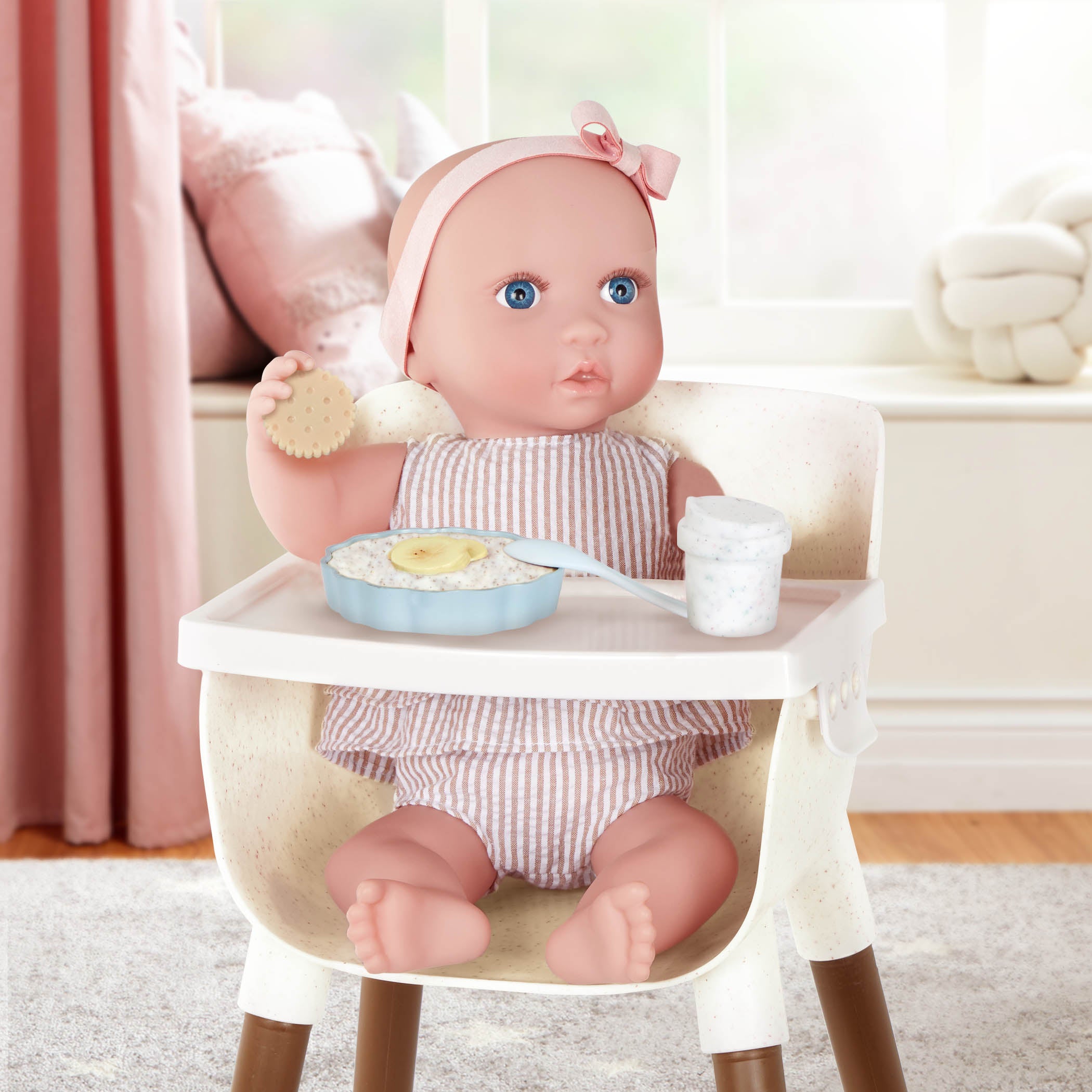 Baby Doll High Chair & Feeding Set - High Chair for 36cm Baby Doll & Accessories - Baby Doll Accessory - LullaBaby
