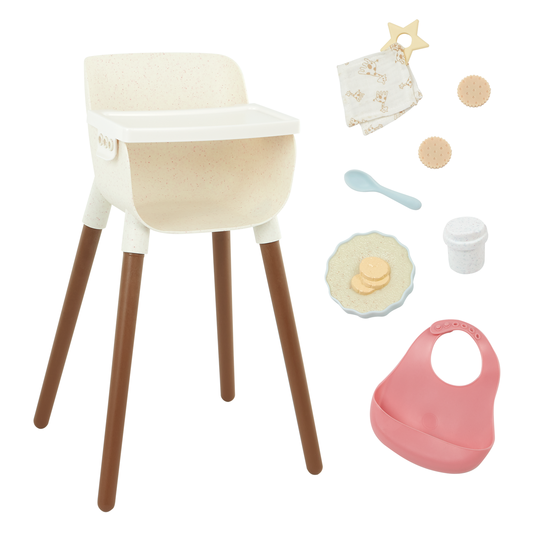Baby Doll High Chair & Feeding Set - High Chair for 36cm Baby Doll & Accessories - Baby Doll Accessory - LullaBaby