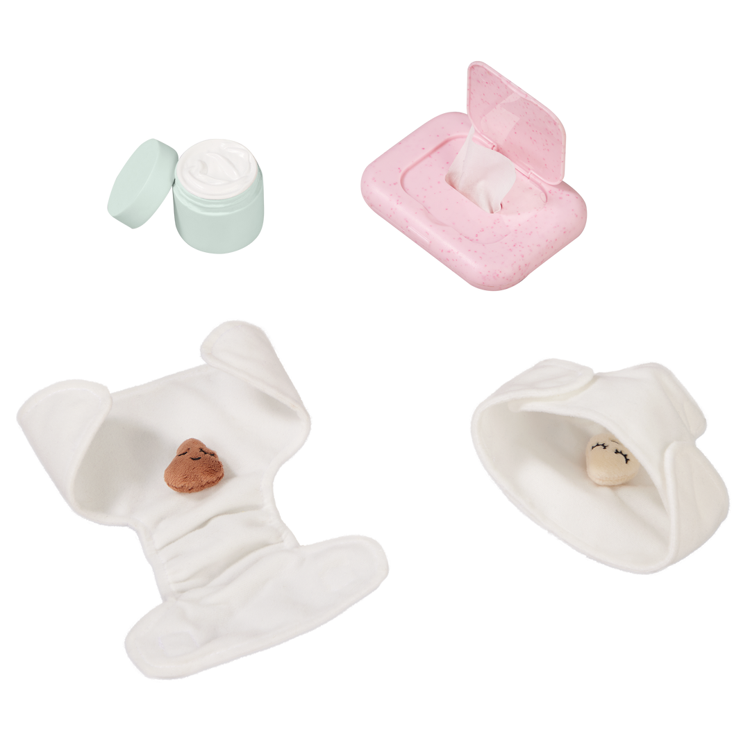 Baby Doll Changing Table - Accessories for Baby Doll - White Changing Table with Accessories - LullaBaby Dolls UK