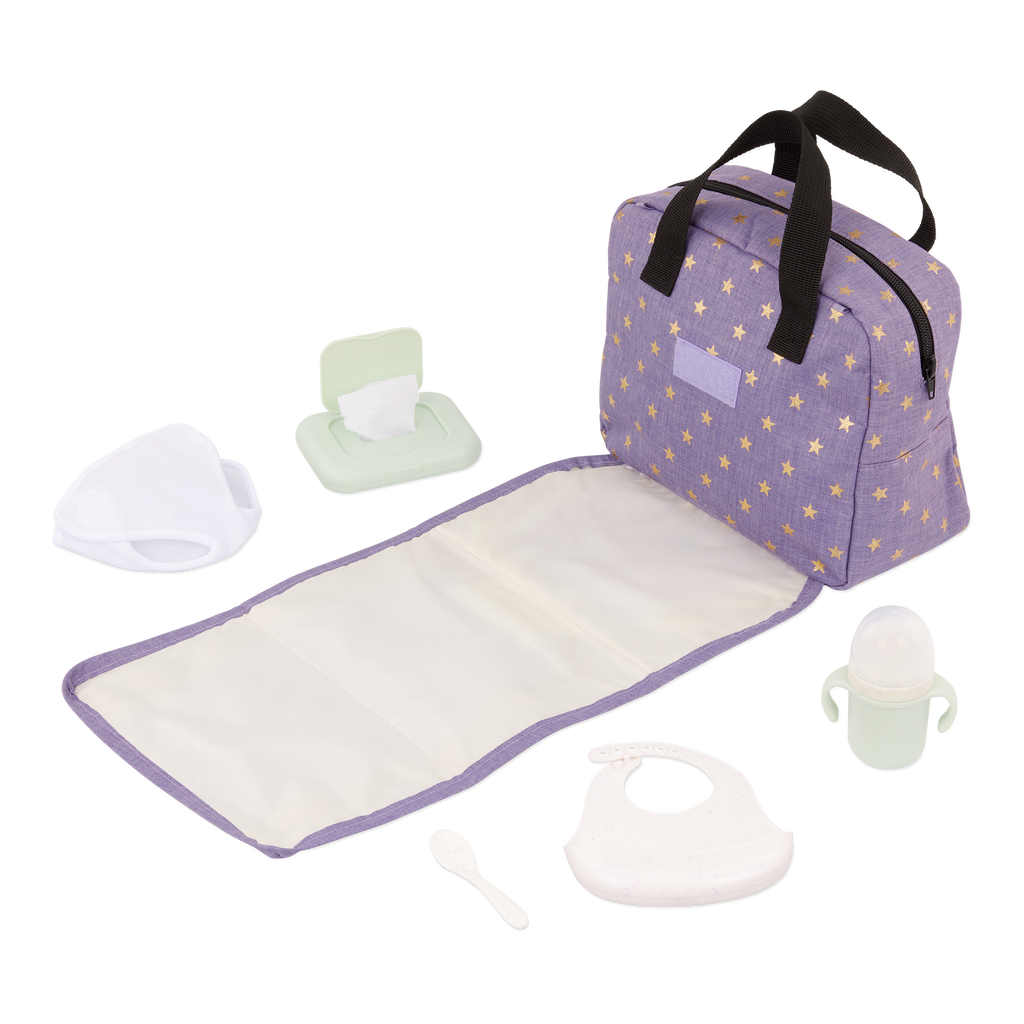Baby Doll Nappy Bag in Purple - Changing Accessories for Baby Doll - LullaBaby