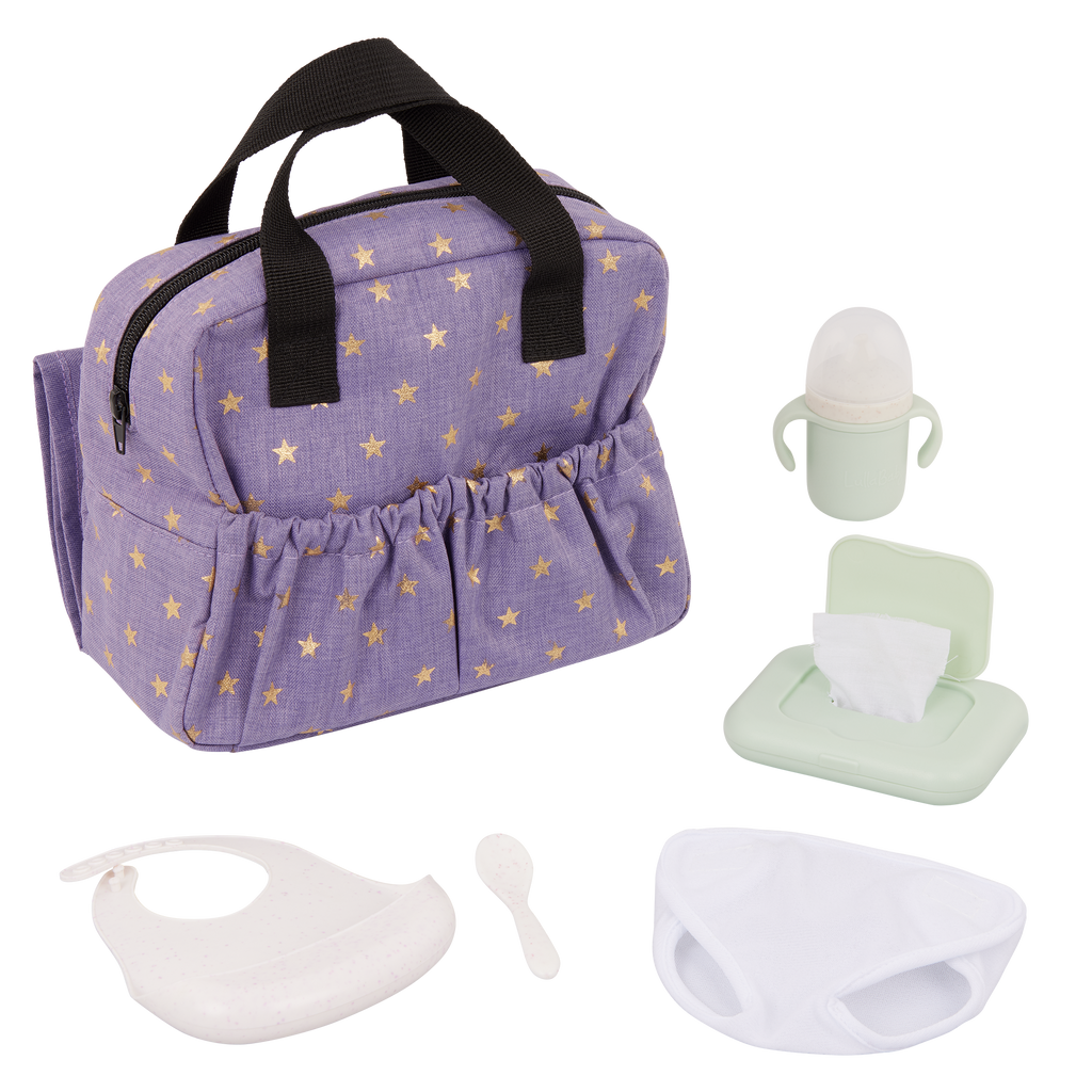 Baby Doll Nappy Bag in Purple - Changing Accessories for Baby Doll - LullaBaby