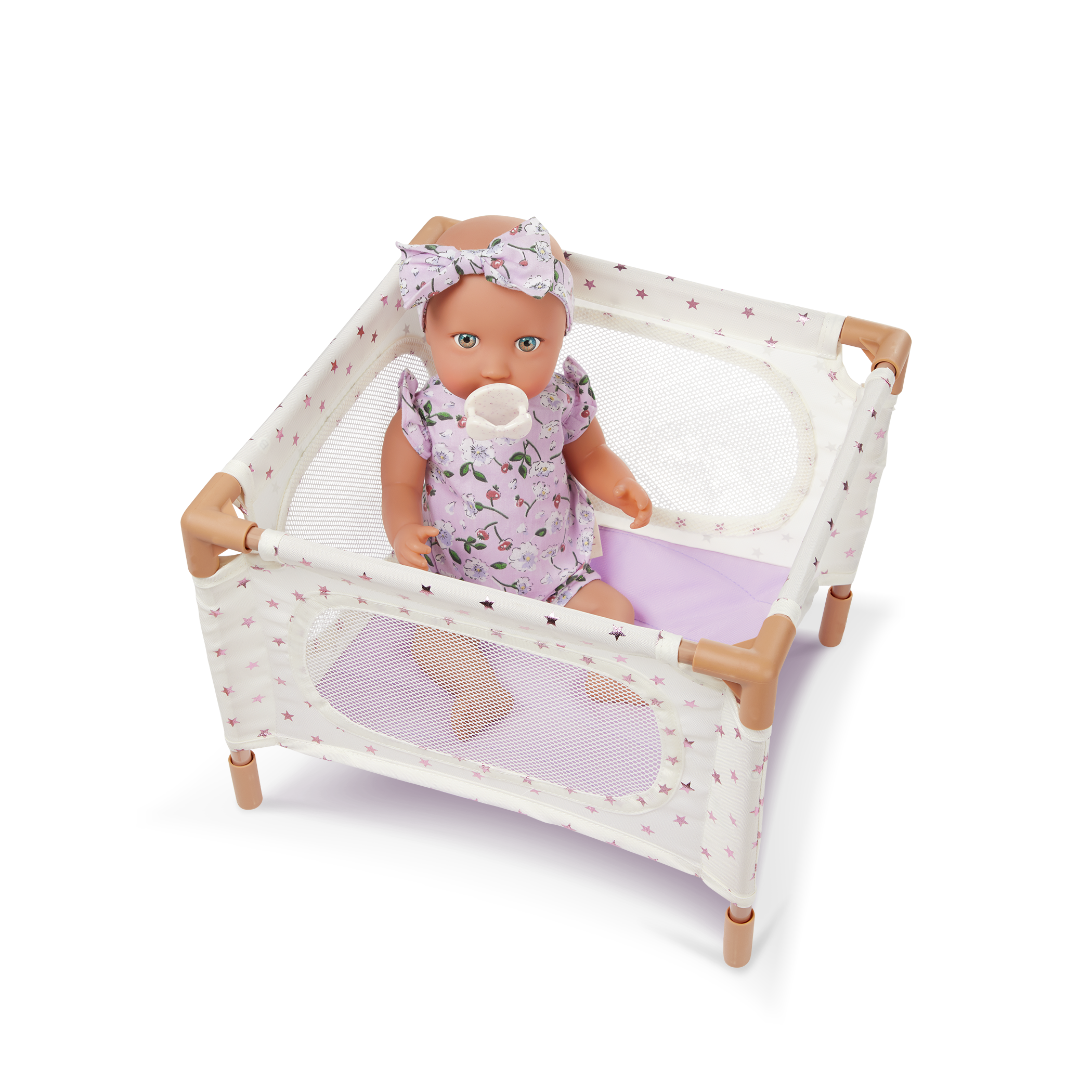 LullaBaby Doll Nursery Set - White & Lilac Coloured Nursery - Playpen, Jogger Pram & Highchair - Baby Doll Accessories - LullaBaby UK