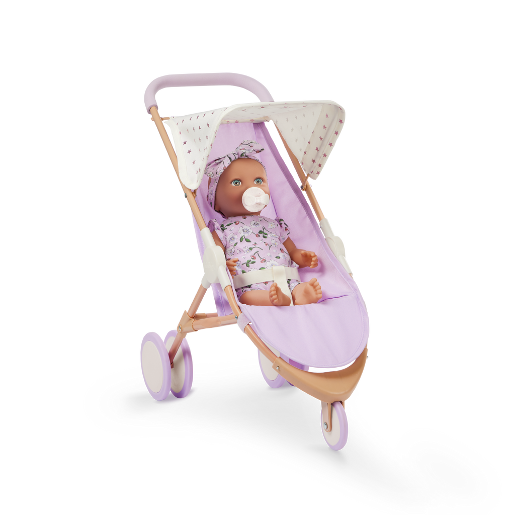 LullaBaby Doll Nursery Set - White & Lilac Coloured Nursery - Playpen, Jogger Pram & Highchair - Baby Doll Accessories - LullaBaby UK
