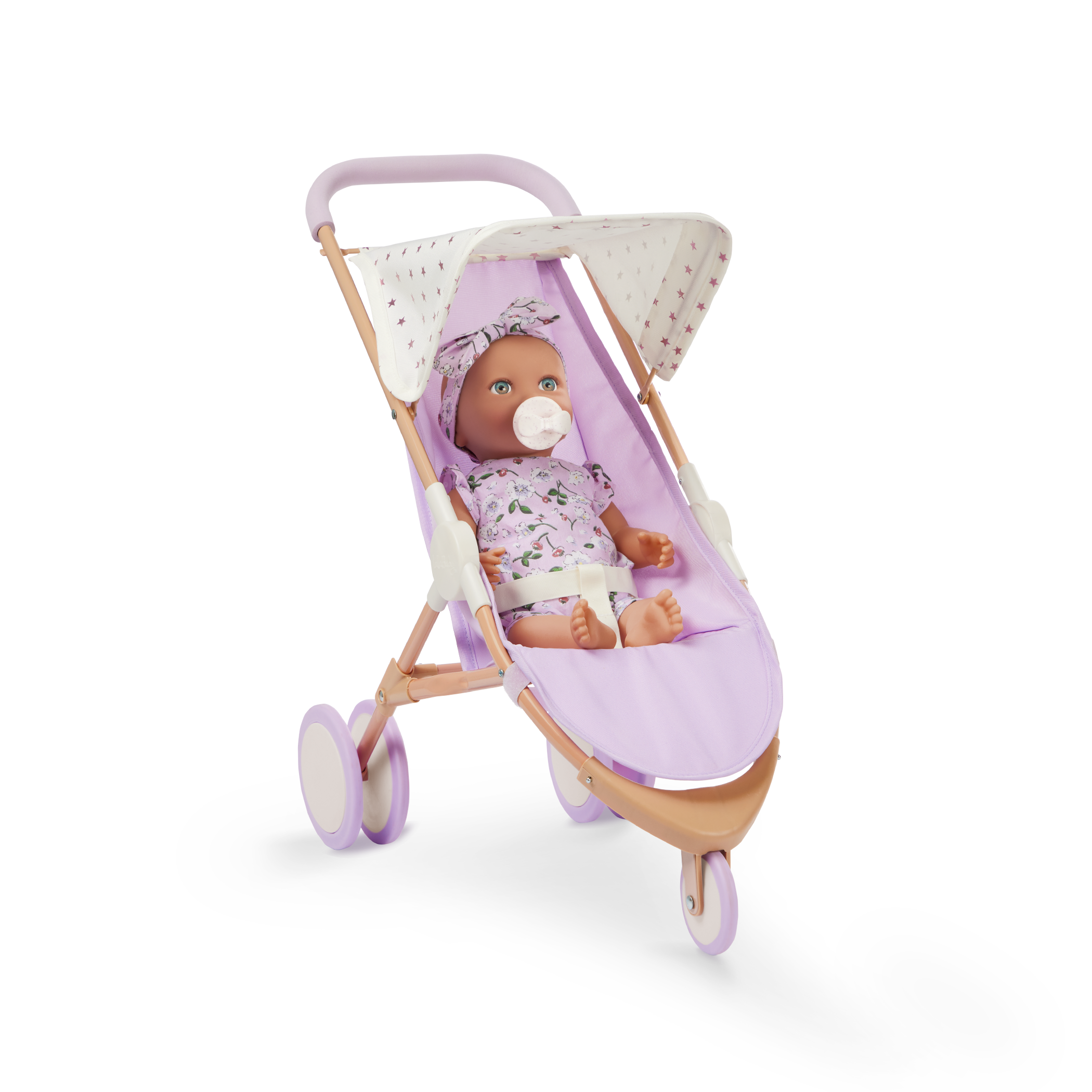 LullaBaby Doll Nursery Set - White & Lilac Coloured Nursery - Playpen, Jogger Pram & Highchair - Baby Doll Accessories - LullaBaby UK
