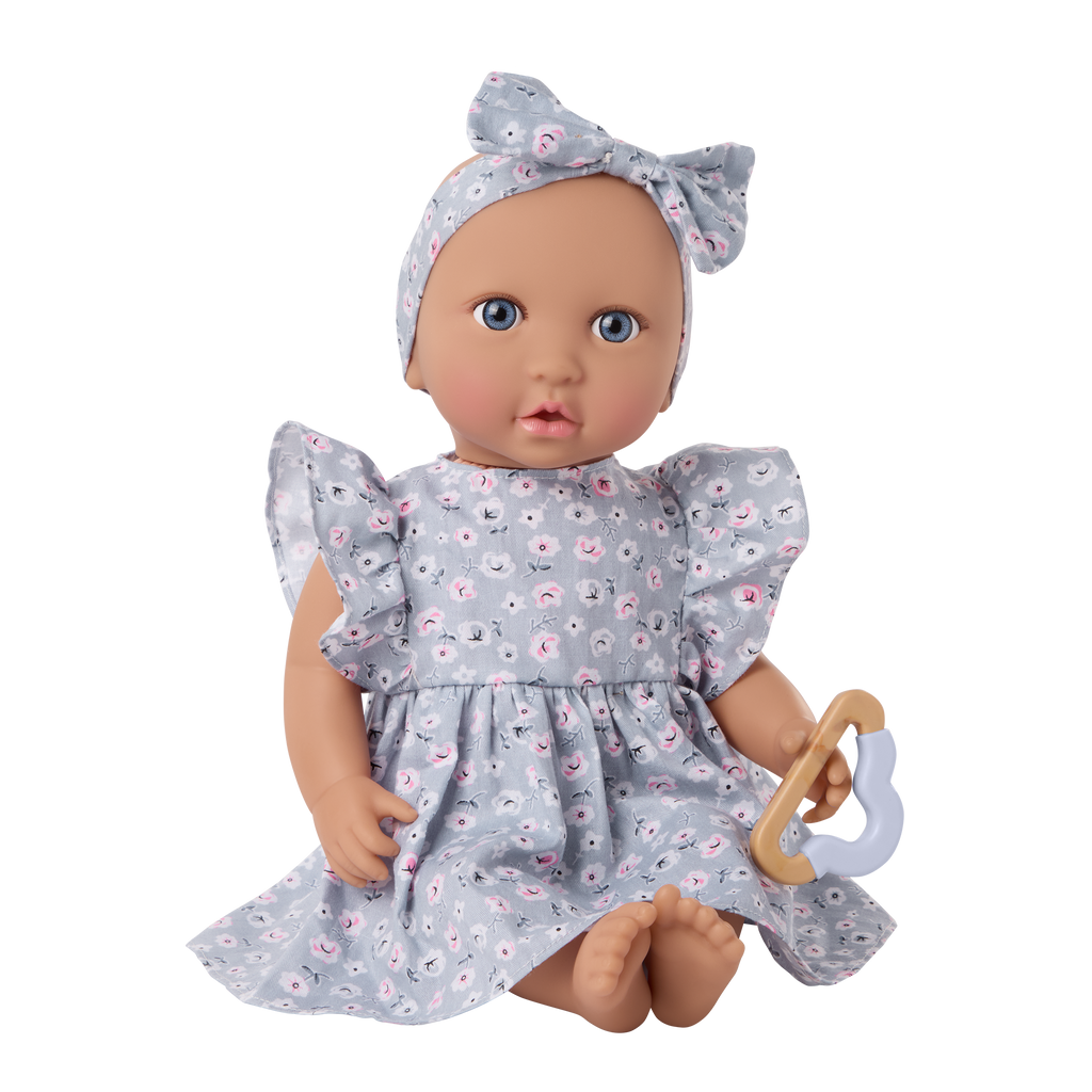 Baby Doll in Blue Floral Dress - 36cm Baby Doll with Dress & Pyjama Outfit - Gift Ideas for 2 Years + - LullaBaby Dolls UK