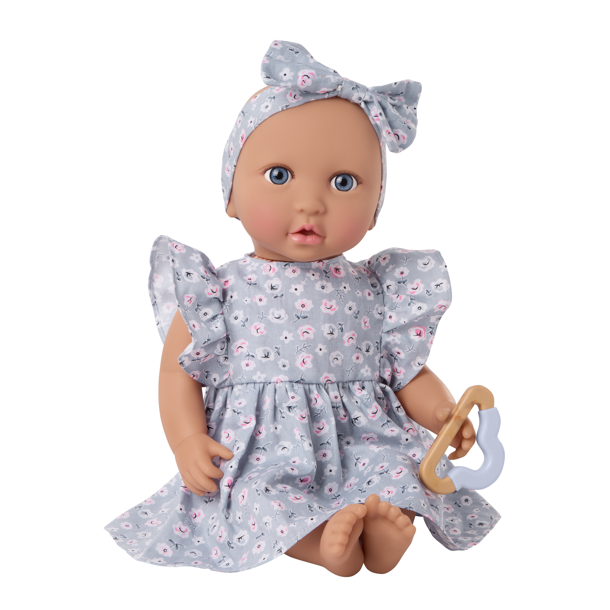 Baby Doll in Blue Floral Dress - 36cm Baby Doll with Dress & Pyjama Outfit - Gift Ideas for 2 Years + - LullaBaby Dolls UK