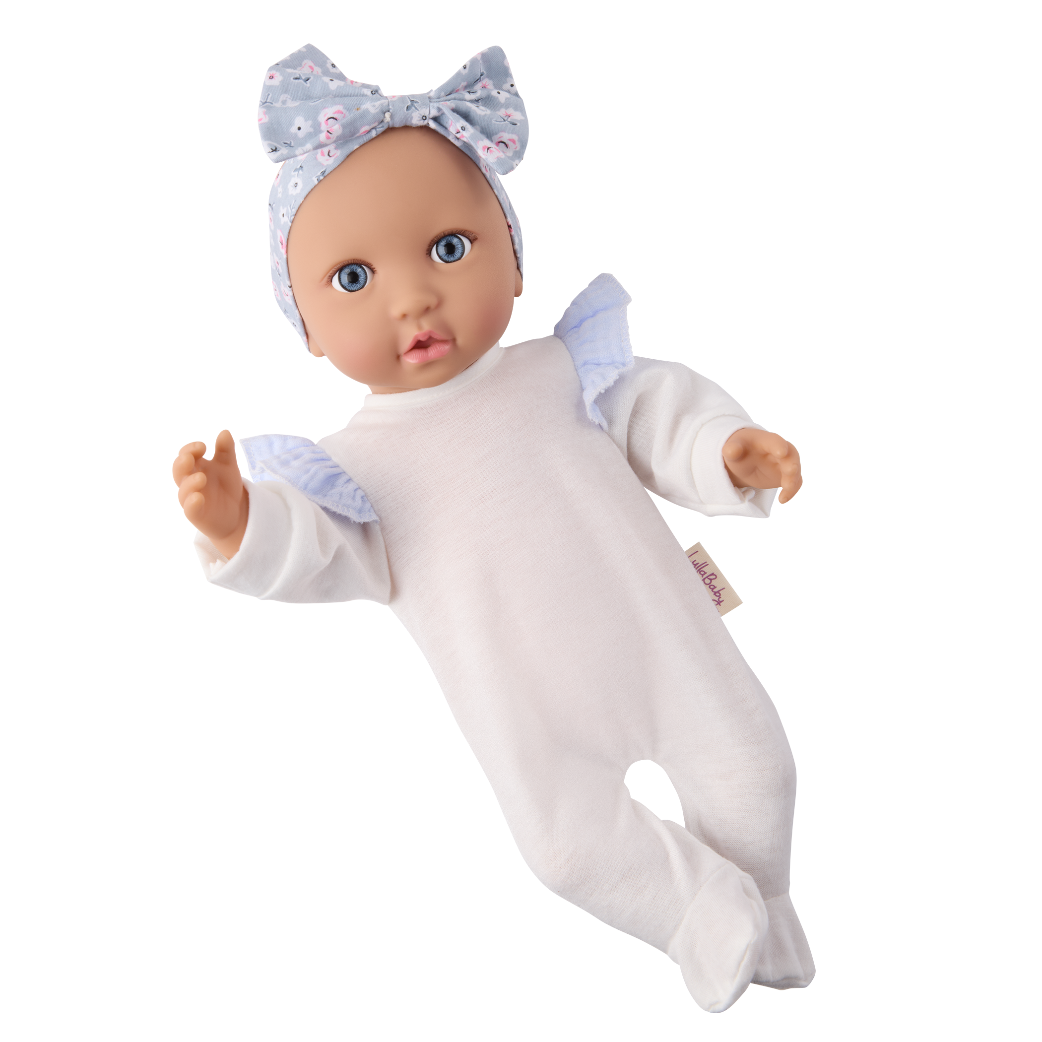 Baby Doll in Blue Floral Dress - 36cm Baby Doll with Dress & Pyjama Outfit - Gift Ideas for 2 Years + - LullaBaby Dolls UK