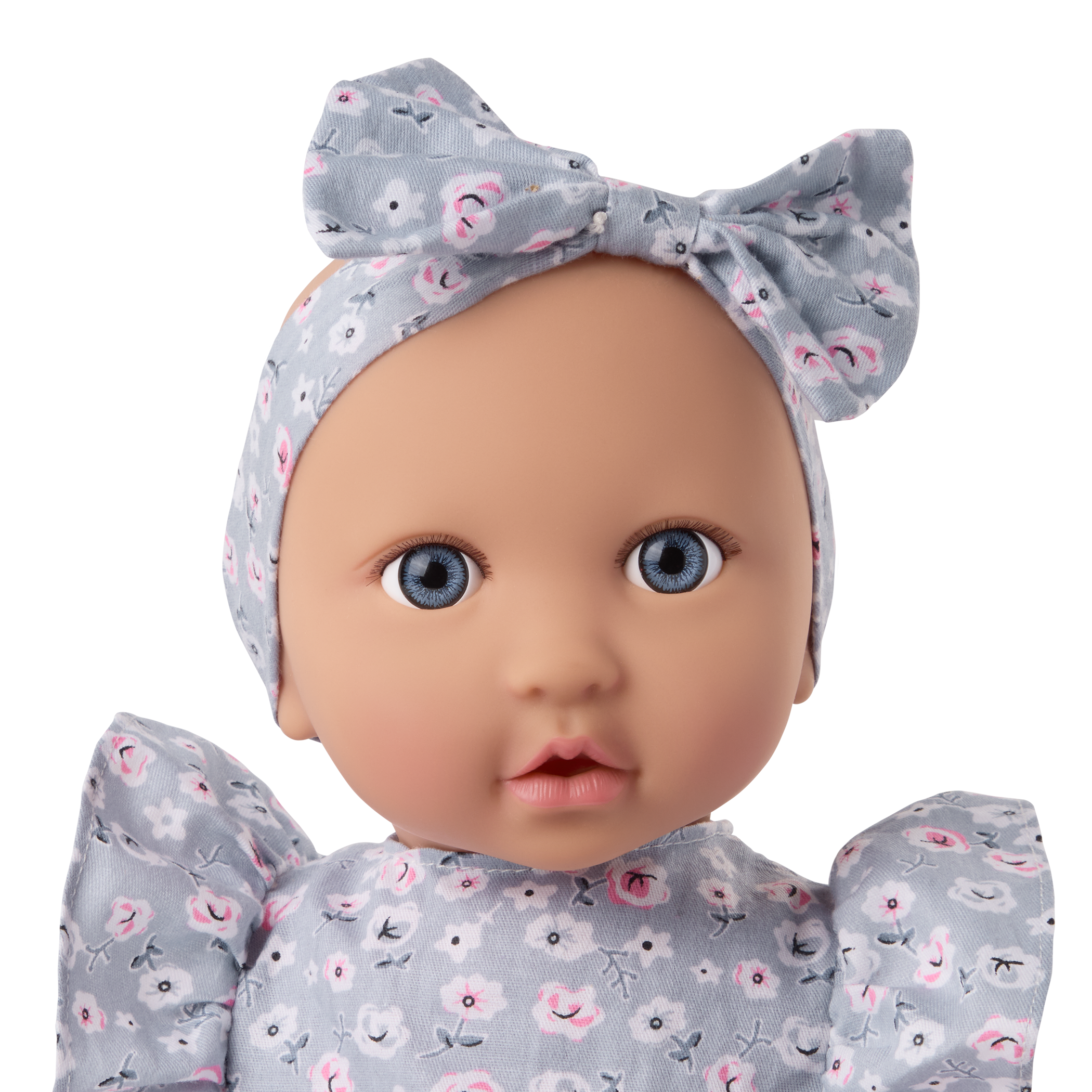 Baby Doll in Blue Floral Dress - 36cm Baby Doll with Dress & Pyjama Outfit - Gift Ideas for 2 Years + - LullaBaby Dolls UK