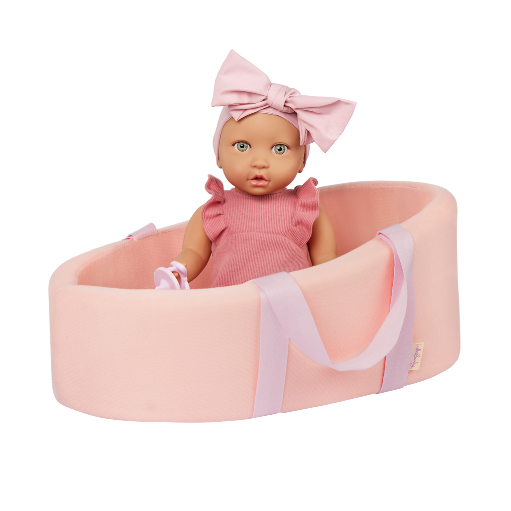 LullaBaby Doll & Soft Bassinet Carrier - Pink Carrier for 36cm Baby Doll - Baby Doll & Accessory - Gifts for Kids Ages 2 Years +- LullaBaby UK
