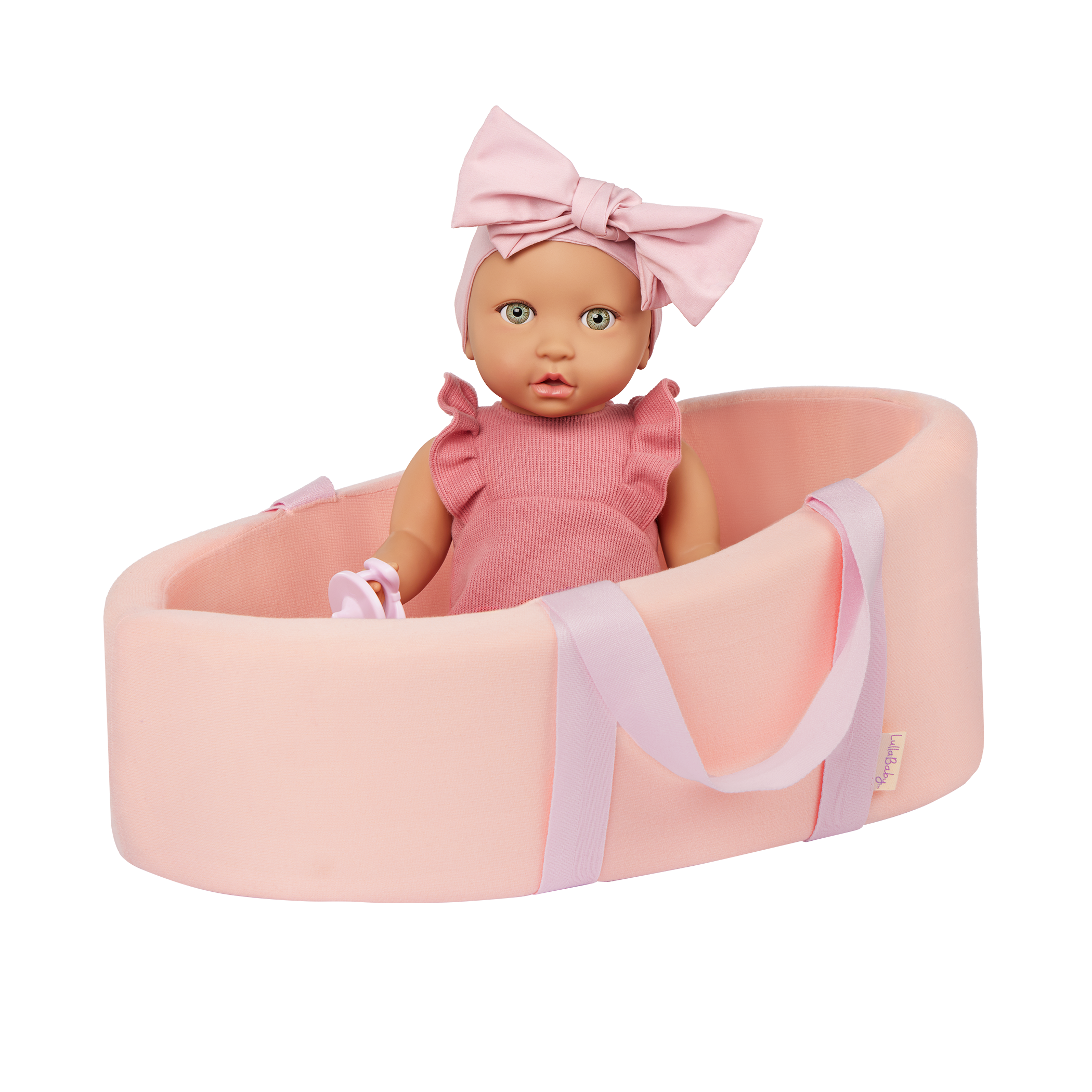 LullaBaby Doll & Soft Bassinet Carrier - Pink Carrier for 36cm Baby Doll - Baby Doll & Accessory - Gifts for Kids Ages 2 Years +- LullaBaby UK
