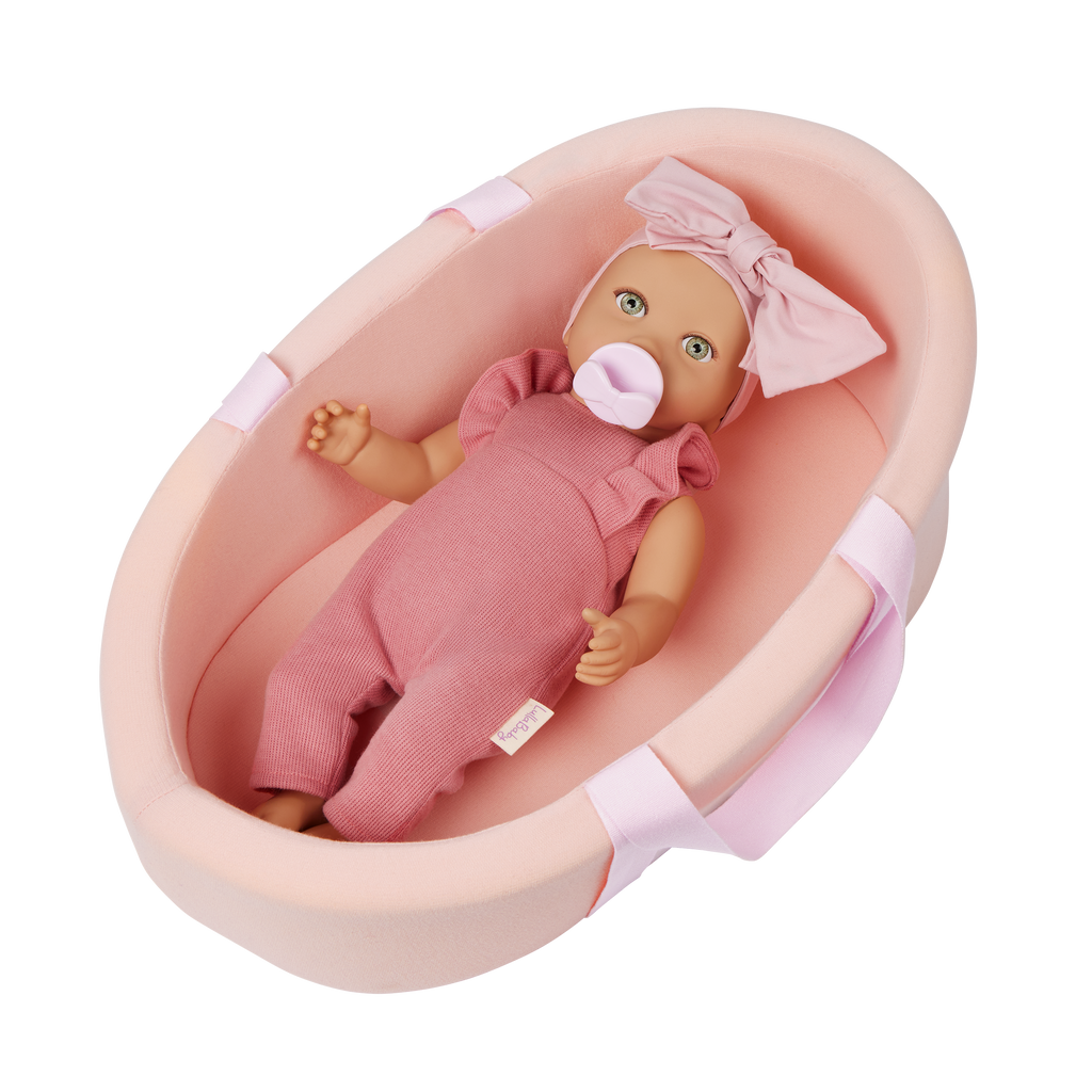 LullaBaby Doll & Soft Bassinet Carrier - Pink Carrier for 36cm Baby Doll - Baby Doll & Accessory - Gifts for Kids Ages 2 Years +- LullaBaby UK