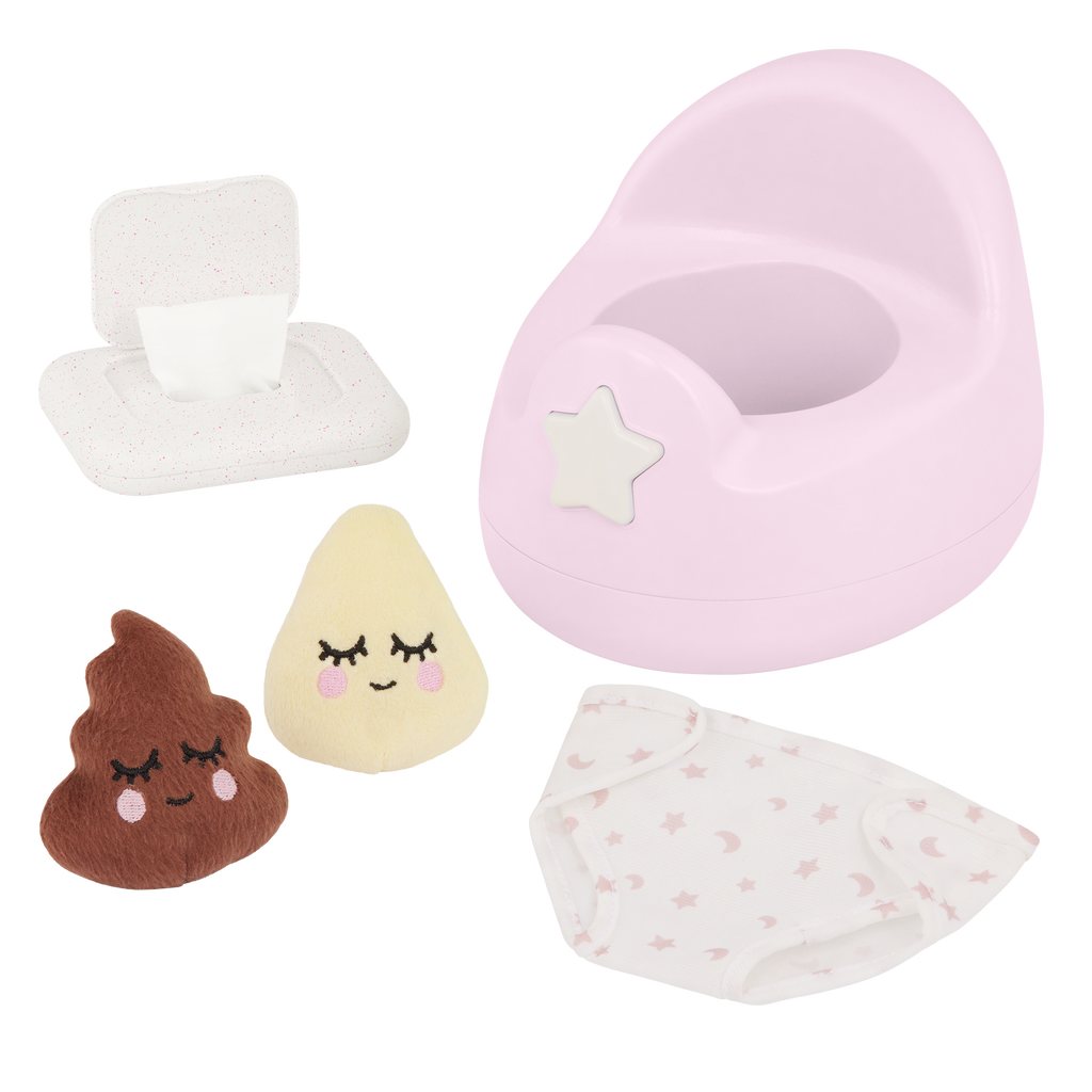 Baby Doll Potty Set in Pink - Baby Doll Accessory with Fun Sounds - LullaBaby