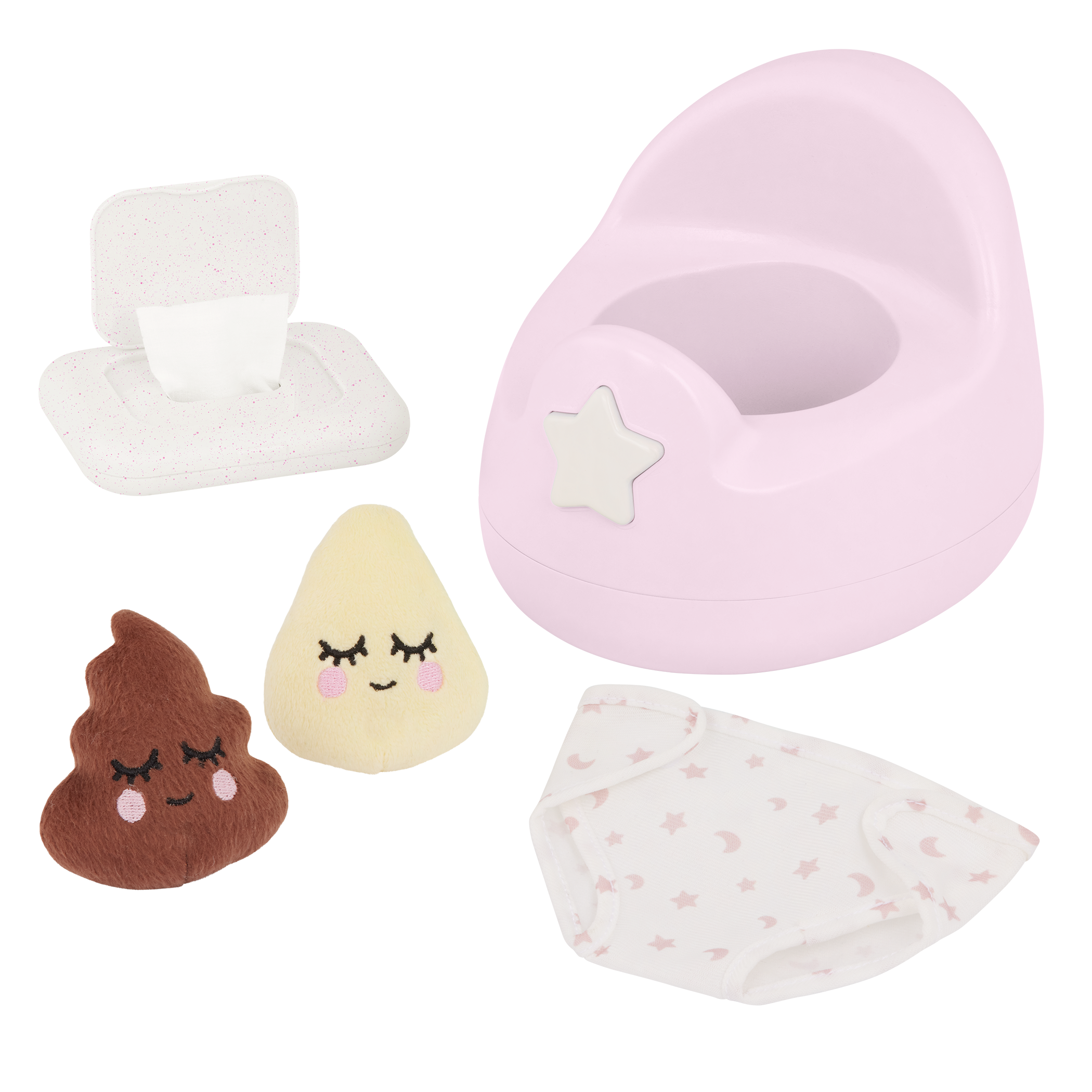 Baby Doll Potty Set in Pink - Baby Doll Accessory with Fun Sounds - LullaBaby