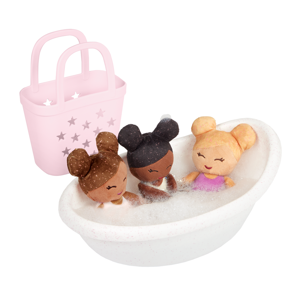 Bath Dolls Bundle - Set of 3 Bath Dolls in Pink Basket - Bath Toys for Kids - Gifts for Ages 2 Years + - LullaBaby Dolls