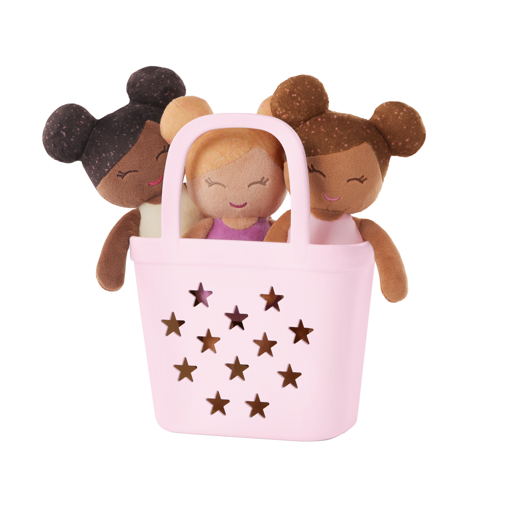 Bath Dolls Bundle - Set of 3 Bath Dolls in Pink Basket - Bath Toys for Kids - Gifts for Ages 2 Years + - LullaBaby Dolls