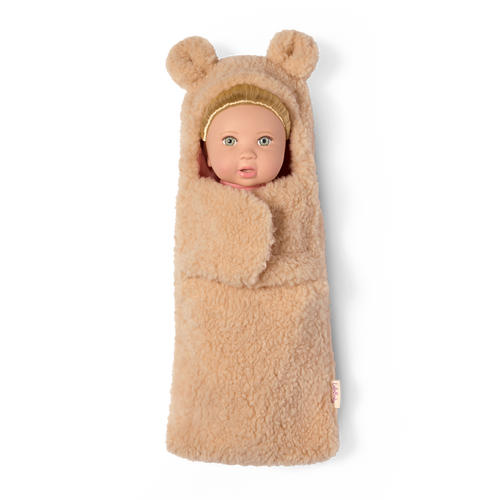 Baby Doll & Cuddler - 36cm Baby Doll with Hair - Brown Bear Style Cuddler - Gifts for Ages 2 Years + - LullaBaby UK