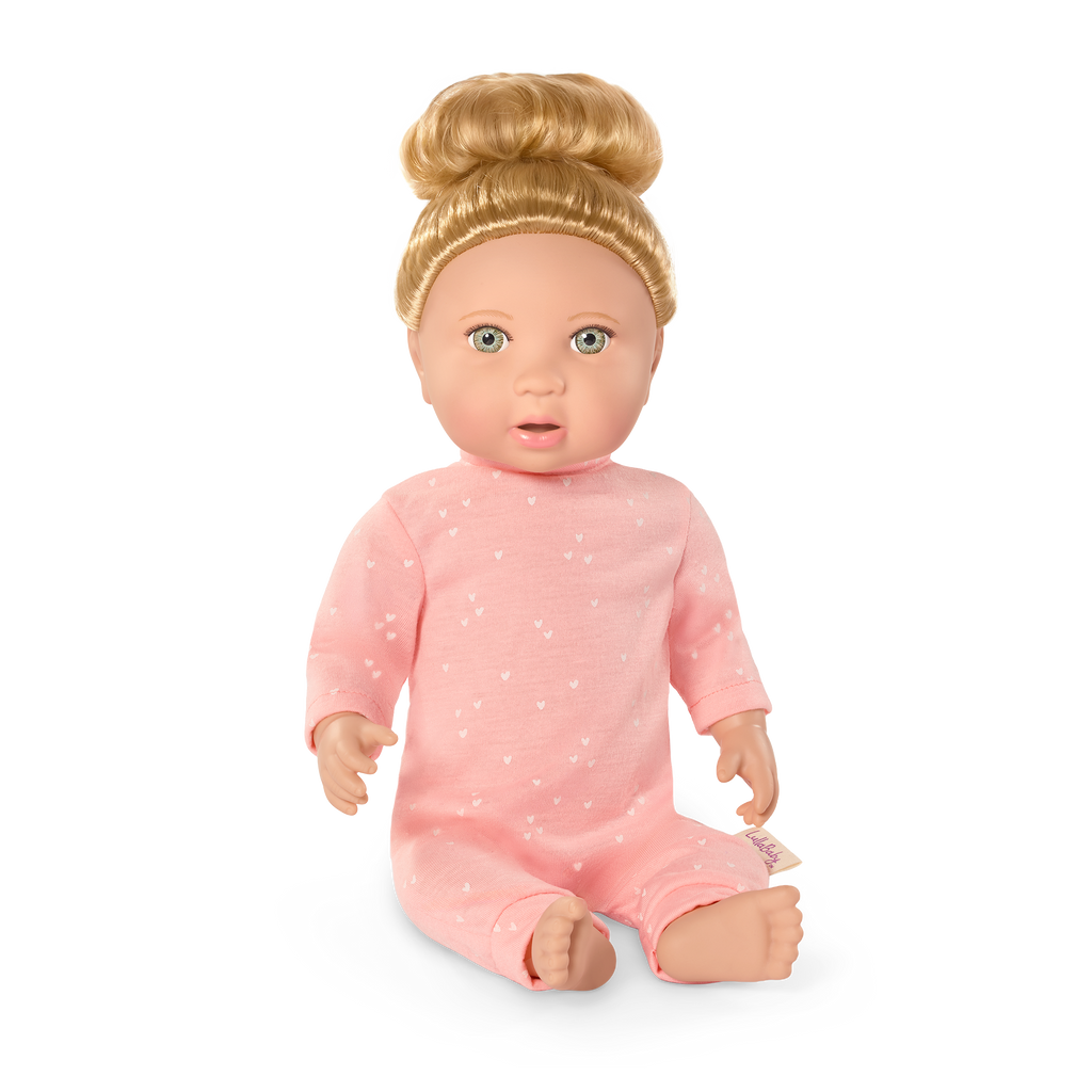 Baby Doll & Cuddler - 36cm Baby Doll with Hair - Brown Bear Style Cuddler - Gifts for Ages 2 Years + - LullaBaby UK