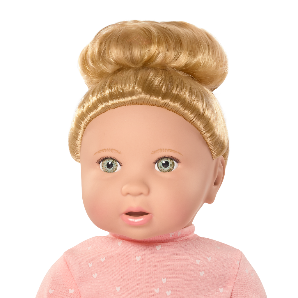 Baby Doll & Cuddler - 36cm Baby Doll with Hair - Brown Bear Style Cuddler - Gifts for Ages 2 Years + - LullaBaby UK