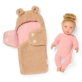 Baby Doll & Cuddler - 36cm Baby Doll with Hair - Brown Bear Style Cuddler - Gifts for Ages 2 Years + - LullaBaby UK